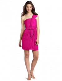 BCBGMAXAZRIA Women's Palais One Shoulder Luxe Satin, Magenta, 2