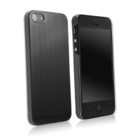 BoxWave Minimus Brushed Aluminum Apple iPhone 5 Case - Ultra Low Profile, Slim Fit Premium Quality Snap Shell Cover with Polished Brushed Aluminum Back Cover - Apple iPhone 5 Cases and Covers (Black)