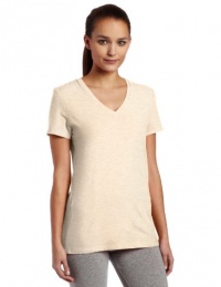 Calvin Klein Performance Women's Short Sleeve V-Neck Tee, Sand Heather, Small