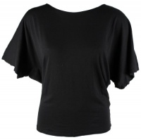 Michael Stars Dolman Crochet Back Relax Top, Black Top (One Size)