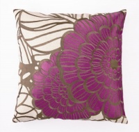 Trina Turk Embroidered Jungle Bloom Pillow, Gray/Purple, 20 x 20