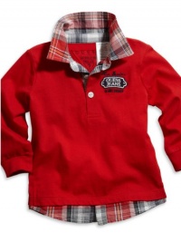 GUESS Kids Boys Toddler Long-Sleeve Polo, RED (18M)