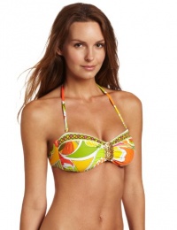 Trina Turk Women's Lavascape Buckle Front Bandeau, Tangerine, 8