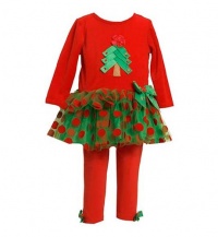 Bonnie Baby Infant Girls 2-Pc Christmas Tree Dress & Leggings Set, 3-6 Months