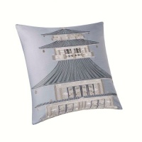 Natori Lotus Temple Viscose Which is From Bamboo/Cotton Square Pillow, Silver, 20 by 20-Inch