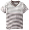 LRG Boys 2-7 Little Striped V-Neck, Charcoal, 6