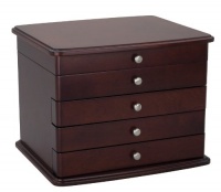 Reed & Barton Sophia, 3 Drawer, Mahogany/Cream Jewelry Chest