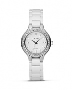 DKNY Small Stainless Steel and White Ceramic Bracelet, 30mm