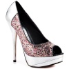 Baby Phat Women's Fay Peep Toe Platform Pumps in Multi Glitter