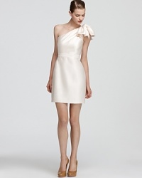 Crafted in pure silk, this feminine Shoshanna dress boasts an oversize bow on a one-shouldered silhouette.