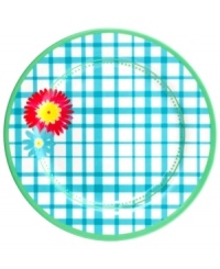 Garden party. A must for summer, melamine salad plates by Martha Stewart Collection are easy to transport and prettily patterned in flowery blue gingham for festive al fresco entertaining. (Clearance)