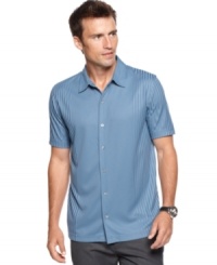 Add some depth to your outfit with this ribbed shirt from Via Europa.