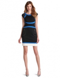 laundry BY SHELLI SEGAL Women's Color Blocked Ponte Dress, Black, 6