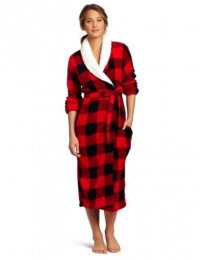 Dearfoams Women's Sherpa Shawl Printed Long Robe