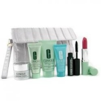 Travel Set: Liquid Soap+ Repairwear Contour+ Moisturizer+ Turnaround Concentrate+ Lipstick+ Mascara + Bag - Clinique - Travel Set - 6pcs+1bag