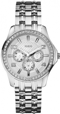 GUESS Women's U0147L1 Silver-Tone Polished Glamour Watch