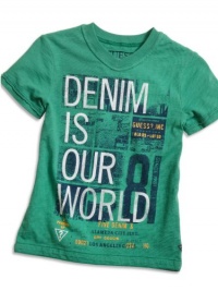 GUESS Kids Boys Big Boy Denim Is Our World Tee, GREEN (16/18)