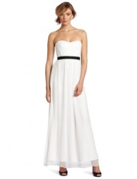 BCBGMAXAZRIA Women's Amber Cascade Strapless Long Gown, White, 12