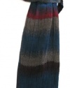 Banded Crushed Wool Scarf Stole Wrap Shawl Blue Red Grey Unisex