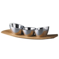 Nambé Trio 15-Inch Metal Condiment Set with Tray