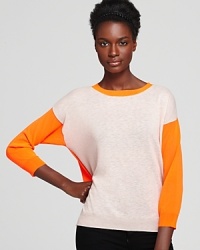 Ultra-soft and with a high/low hem, this Rebecca Taylor color block sweater emboldens your wardrobe with the season's coolest trends.