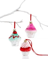 Have the sweetest tree around with sugar-coated cupcake ornaments from Martha Stewart Collection. With a peppermint candy and cherry on top, this set is the icing on your holiday. (Clearance)