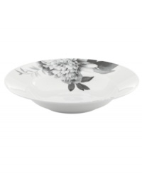 Subdued in shades of gray, the vivacious florals of Moonlit Garden dinnerware adorn this elegant bowl with modern romance. Perfect for soup and pasta, in durable Lenox porcelain.