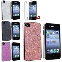 eForCity 4 Bling Glitter Hard Case Skin compatible with iPhone® 4 4G Version iPhone® 4S - AT&T, Sprint, Version 16GB 32GB 64GB, with 2 screen protector free