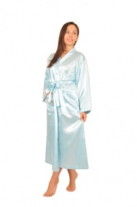 Satin Charmeuse Long Robe/Gown, Solid Aqua Color, Sizes (M,L,XL), Up2date Fashion Style#Gwn12-AQ (X-Large)