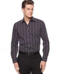 Stay inside the lines of style and comfort with this long-sleeved shirt from Alfani Black. (Clearance)