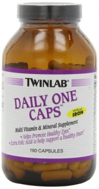 Twinlab Daily One Caps Multi-Vitamin and Multi-Minerals without Iron, 180 Capsules