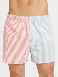 Superior soft cotton boxers in a contrasting stripe pattern with an elastic waistband for added comfort and support.Elastic waistbandCottonMachine washImported