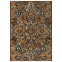 Couristan 1226/0301 PAVE Persian Tapestry 60-Inch by 90-Inch Chenille Area Rug, Steel Blue/Bronze