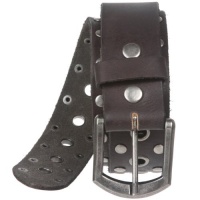 Snap On Soft Hand Oil-Tanned Vintage Grommets & Studs Solid Leather Belt