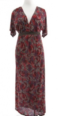 American Rag Brick Red Jersey Printed Short Sleeve Maxi Dress 2X