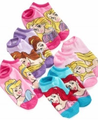 Prep your pretty princess for the day with a pair of these cute and colorful Disney Princess socks.