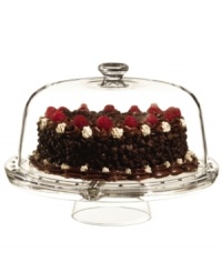 Punch bowl, cake stand, divided tray or dessert plate – this Luigi Bormioli serveware does it all! Reconfigure it regularly, depending on your meal. Clear glass with dotted accents and a dome (or bowl!) make it a most-versatile option for every occasion.