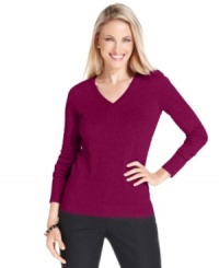 Charter Club's V-neck petite sweater is an instant classic. Pair it with sleek pants in a cropped silhouette for everyday chic.