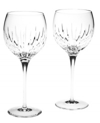 As stylish as their name implies, Soho balloon wine glasses from Reed & Barton make a toast with chic sophistication. Deep vertical cuts accent already-dazzling crystal with striking luxury.