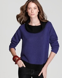 Go bold in a boxy Eileen Fisher cropped top, emboldened by crisp color blocking and a chic cowl neckline for everyday elegance.