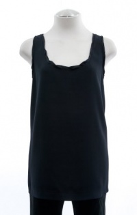 DKNY Black Stretch Silk Twist Scoop Neck Tank Top Medium