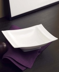 Find style and substance in the Tin Can Alley square all-purpose bowl. Concentric grooves on two sides give the Lenox dinnerware its edge in versatile white bone china.