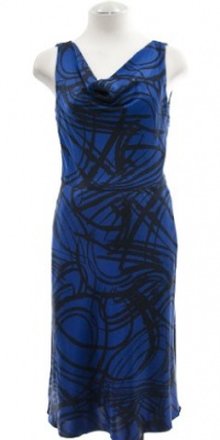 DKNY Printed Stretch Silk Dress - Blue