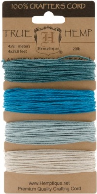 Hemptique Hemp Cord Card, 20-Pound, Aqua