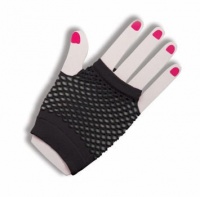 80's Black Short Fishnet Adult Gloves