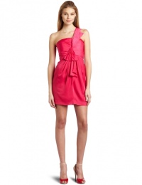 BCBGMAXAZRIA Women's Palais One Shoulder Luxe Satin Dress, Begonia, 6