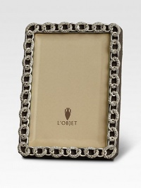 Hand-embellished Swarovski crystals top this luminous picture frame. From the Links CollectionImported