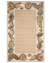 The closest thing to visiting the ocean. The Promenade Seashell area rug depicts a myriad of shell species in comforting earth tones made for any contemporary living space. Combining hand-hooking with hand-tufting techniques, this rug from Liora Manne offers a rich textural surface that is suitable for use either indoors or outdoors.