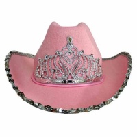 Fancy Pink Felt Cowboy Hat With Tiara