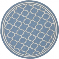 Safavieh Courtyard Collection CY6918-243 Blue and Beige Indoor/Outdoor Round Area Rug, 5-Feet 3-Inch